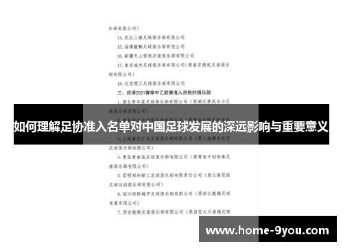 如何理解足协准入名单对中国足球发展的深远影响与重要意义